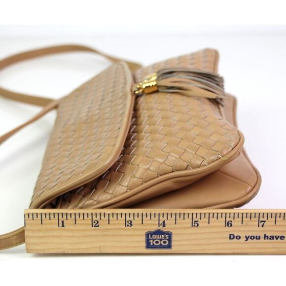 Charter Club BRAIDED BEIGE GENUINE LEATHER FLAP X-BODY SHOULDER BAG CLUTCH PURSE - Picture 14 of 16